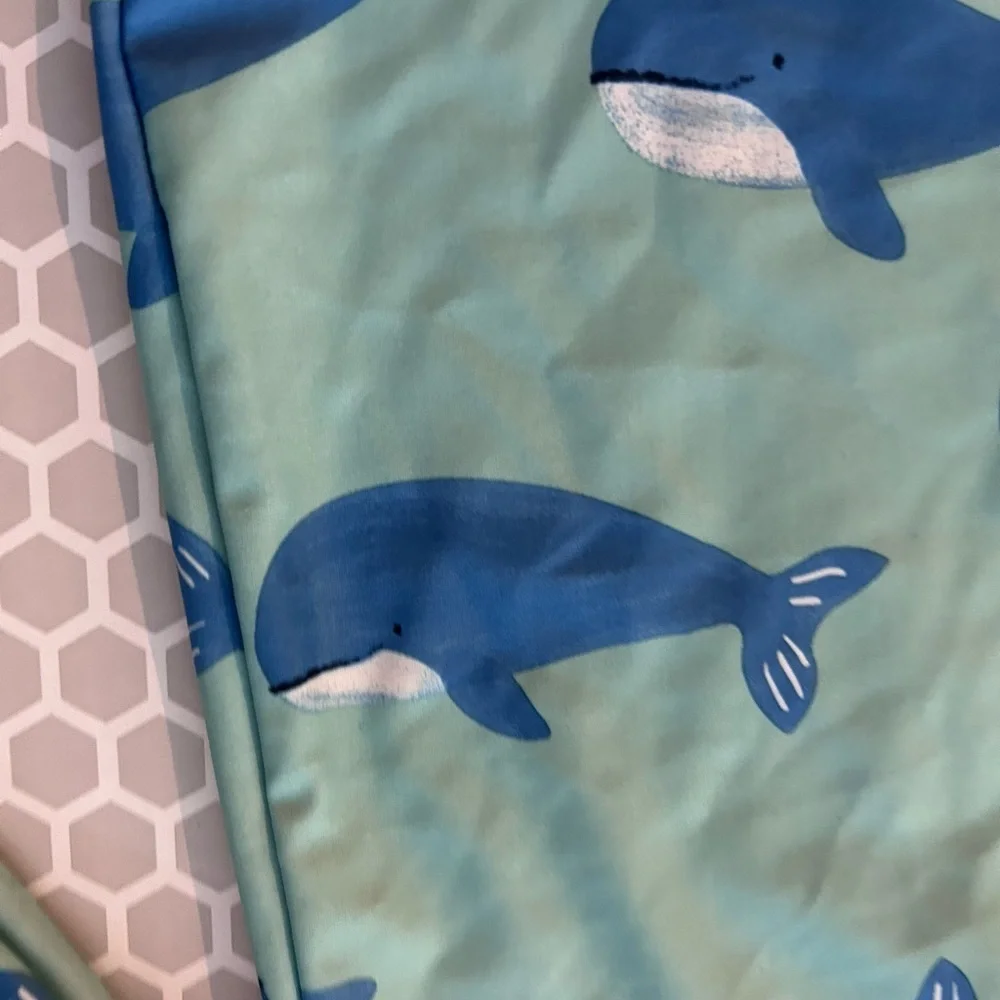 Carter's Blue and Green Rashgaurd Baby w Whales Full Zip Size 9M